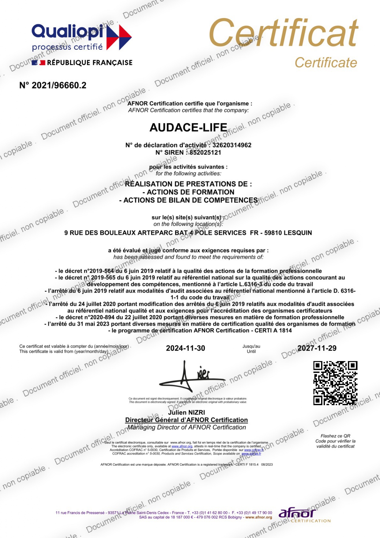 2024. AFNOR - RNQ QUALIOPI - certificat-audace-life securisé-page-00001