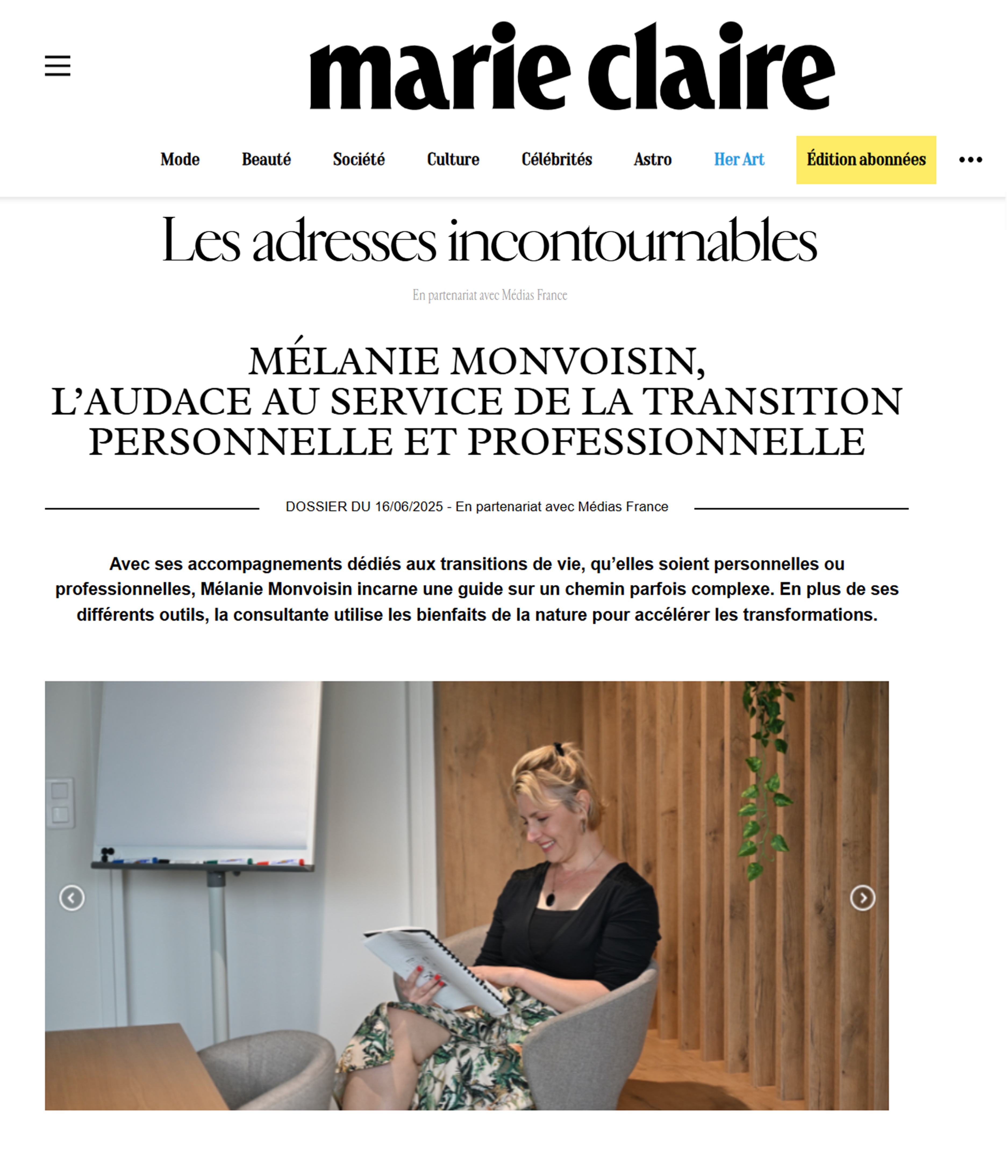 Presse Marie-CLaire AUDACE-LIFE Mélanie Monvoisin; les incontournables
